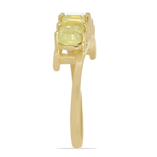 GOLD PLATED SILVER RINGS WITH 1.89 CT LEMON TOPAZ #VR032917